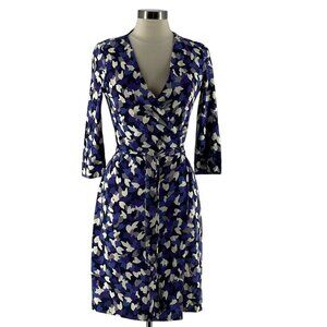 DVF Diane Von Furstenberg New Julian Two Purple Abstract True Wrap Dress Medium